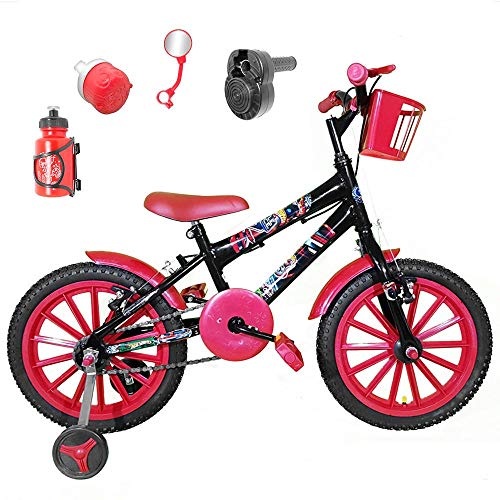 Bicicleta Infantil Aro 16 Preta Kit Vermelho C/Acelerador Sonoro