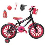 Bicicleta Infantil Aro 16 Preta Kit Vermelho C/ Acelerador Sonoro