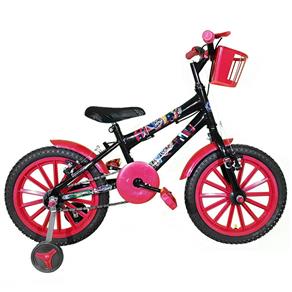 Bicicleta Infantil Aro 16 Preta Kit Vermelho
