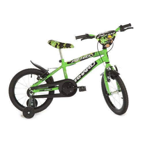 Bicicleta Infantil Aro 16 Rharu Tech R10 Verde com Preto