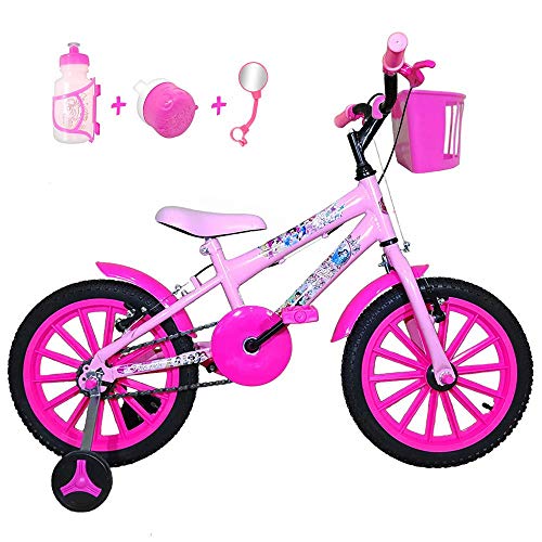 Bicicleta Infantil Aro 16 Rosa Bebê Kit Pink C/Acessórios