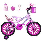 Bicicleta Infantil Aro 16 Rosa Bebê Kit Pink C/ Cadeirinha para Boneca