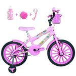 Bicicleta Infantil Aro 16 Rosa Bebê Kit Rosa Bebê C/ Acessórios