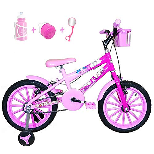 Bicicleta Infantil Aro 16 Rosa Bebê Pink Kit Rosa Bebê C/Acessórios