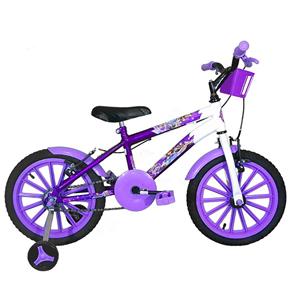 Bicicleta Infantil Aro 16 Roxa Branca Kit Lilás