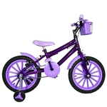Bicicleta Infantil Aro 16 Roxa Kit Lilás Promocional