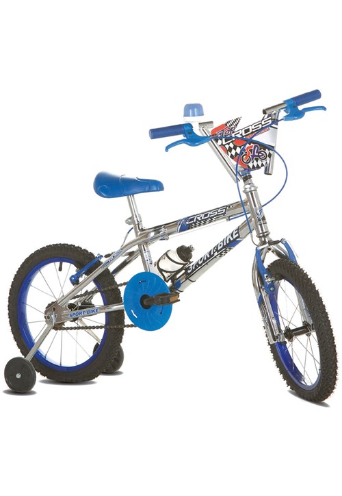 Bicicleta Infantil Aro 16 Sport Bike Top Cross Cromada Azul