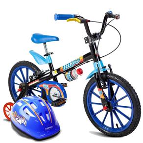 Bicicleta Infantil Aro 16 Tech Boys C/ Capacete Azul - Nathor
