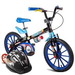 Bicicleta Infantil Aro 16 Tech Boys C/ Capacete Preto - Nathor