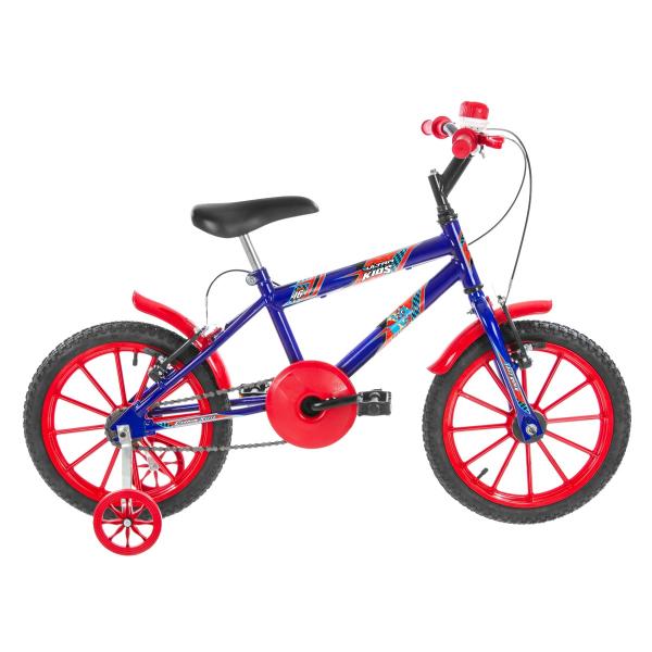 Bicicleta Infantil Aro 16 Ultra Bikes Azul e Vermelha com Rodinhas