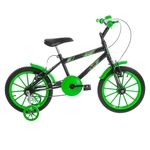 Bicicleta Infantil Aro 16 Ultra Bikes Preta E Verde Com Rodinhas