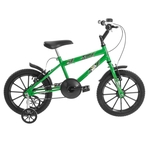Bicicleta Infantil Aro 16 Ultra Bikes Verde Kw E Preto Com Rodinhas