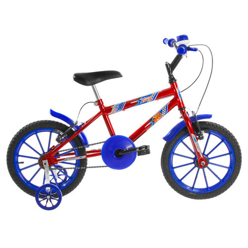 Bicicleta Infantil Aro 16 Ultra Bikes Vermelha e Azul com Rodinhas