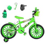 Bicicleta Infantil Aro 16 Verde Claro Kit Verde C/ Acelerador Sonoro