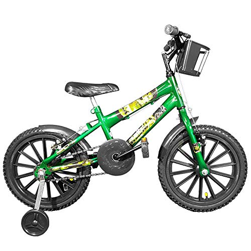 Bicicleta Infantil Aro 16 Verde Kit Preto Promocional