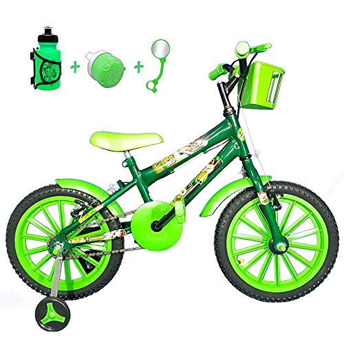 Bicicleta Infantil Aro 16 Verde Kit Verde C/Acessórios
