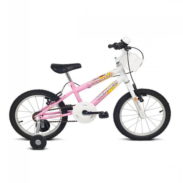 Bicicleta Infantil Aro 16 Verden Bikes Brave - Rosa e Branca