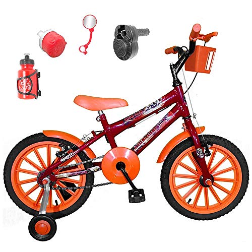 Bicicleta Infantil Aro 16 Vermelha Kit Laranja C/Acelerador Sonoro