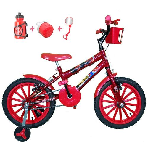 Bicicleta Infantil Aro 16 Vermelha Kit Vermelho C/ Acessórios