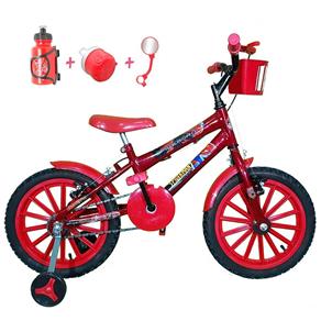 Bicicleta Infantil Aro 16 Vermelha Kit Vermelho com Acessórios