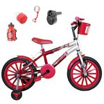 Bicicleta Infantil Aro 16 Vermelha Prata Kit Vermelho C/ Acelerador Sonoro