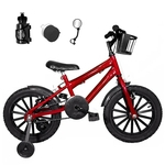 Bicicleta Infantil Aro 16 Vermelho Kit Preto C/ Acessórios