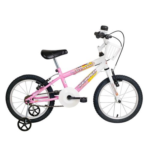 Bicicleta Infantil Brave Aro 16 Branca e Rosa Verden Bikes