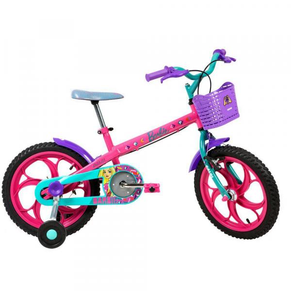 Bicicleta Infantil Caloi Aro 16 Barbie com Rodinhas e Cesto