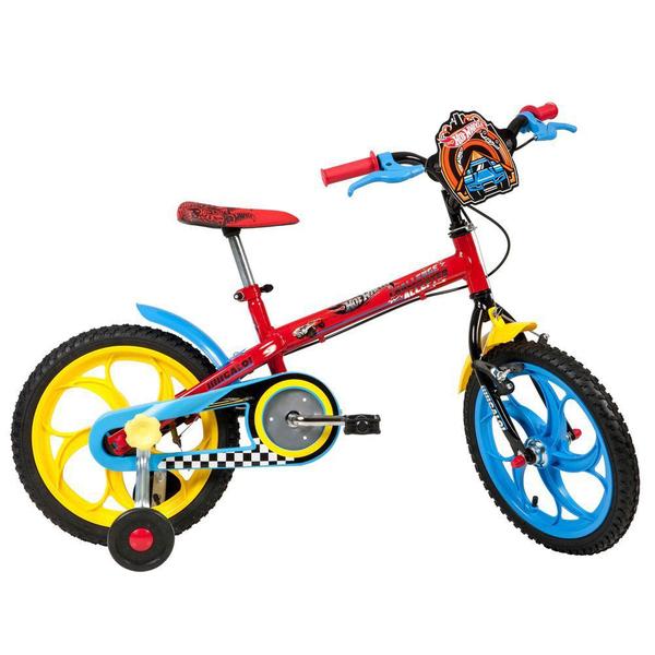 Bicicleta Infantil Caloi Aro 16 Hot Wheels com Rodinhas