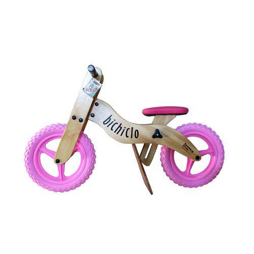 Bicicleta Infantil de Madeira Aro 12 - Bichiclo Rosa