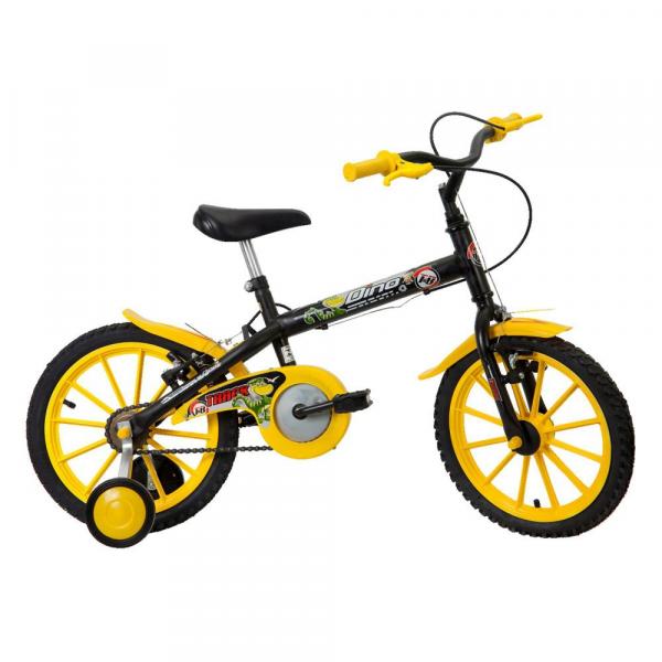 Bicicleta Infantil Dino Preta Fosca, Aro 16, Quadro em Aço Carbono Track Bikes