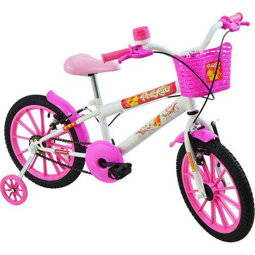 Bicicleta Infantil Feminina Aro 16 Polikids Branca