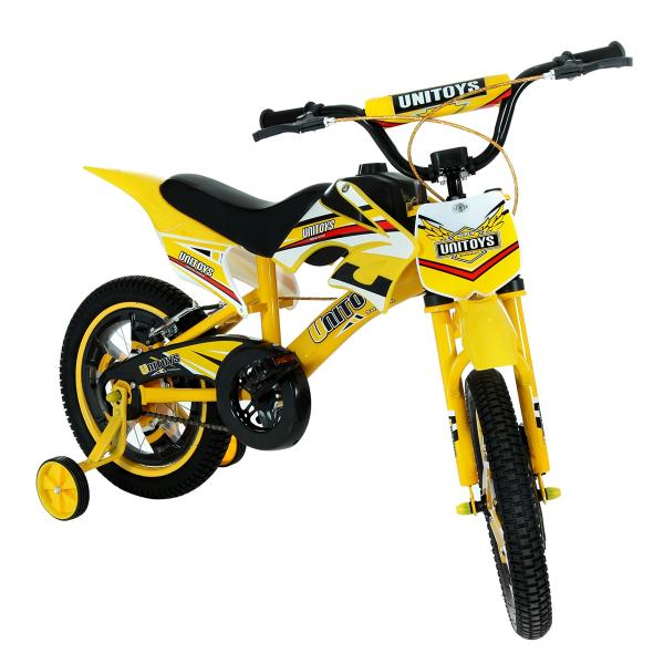 Bicicleta Infantil Moto Cross Aro 16 Unitoys Monovelocidade Amarela