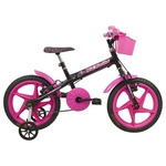 Bicicleta Infantil MTB Aro 16 Mega Bike Mini Monster Preta E Pink
