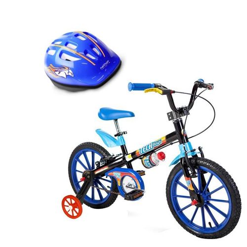 Bicicleta Infantil Nathor Tech Boys Aro 16 com Capacete Azul