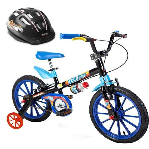 Bicicleta Infantil Nathor Tech Boys Aro 16 com Capacete Preto