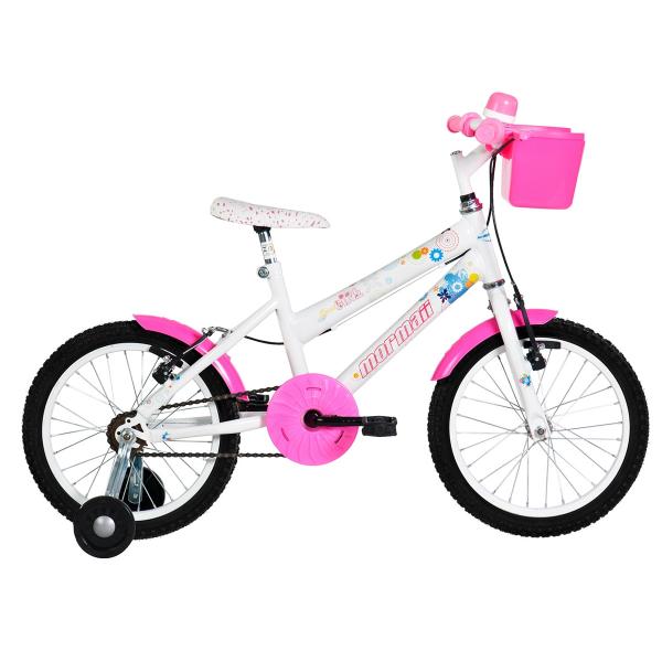 Bicicleta Infantil Sweet Girl Aro 16 Alumínio Branco e Rosa Mormaii