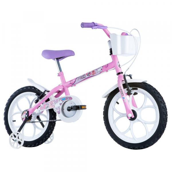 Bicicleta Infantil Track Bikes Pinky, Aro 16, Rodinhas Laterais, Rosa