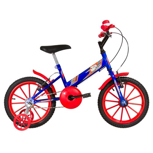Bicicleta Infantil Ultra Bikes Aro 16 Azul e Vermelha com Rodinhas