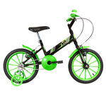 Bicicleta Infantil Ultra Bikes Aro 16 Preta e Verde com Rodinhas