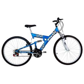Bicicleta Kanguru Full Suspension V-Brake - Aro 26 com 18 Marchas Quadro em Aço Carbono- - Azul Royal