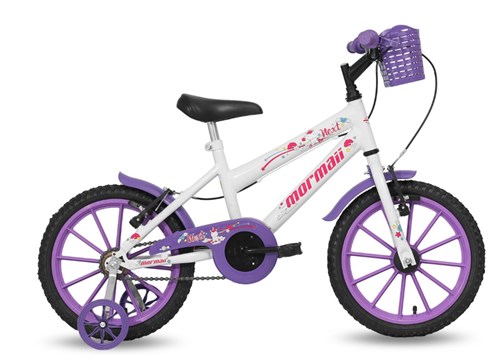 Bicicleta Mormaii Aro 16 Infantil Feminina Next Branca com Cesta