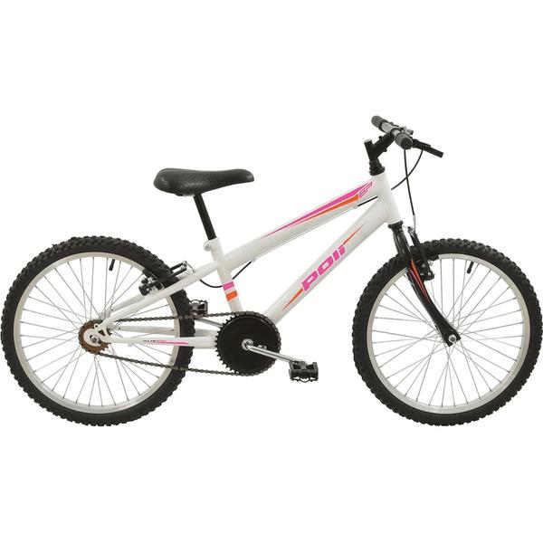 Bicicleta MTB Aro 20 Feminina VBrake Branca 1v - Polimet