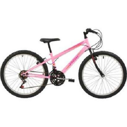 Bicicleta Mtb Aro 24 Feminina 18 Marchas V-Brake Aço Carbono Polimet