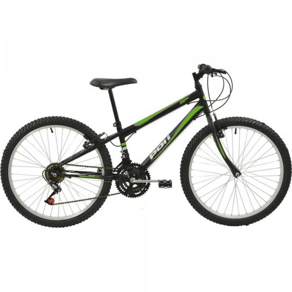 Bicicleta MTB Aro 24 Masculina VBrake Preta 18v - Polimet