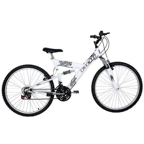 Bicicleta Polimet Kanguru Full Suspension Aro 26 V-brake 18v Branca