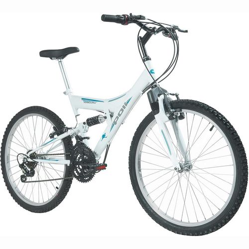 Bicicleta Polimet Kanguru Full Suspension Branco Aro 24