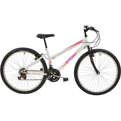 Bicicleta Polimet MTB Aro 26 Feminina Branca