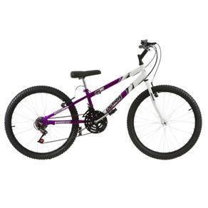 Bicicleta Rebaixada Lilás e Branco Aro 24 18 Marchas Pro Tork Ultra