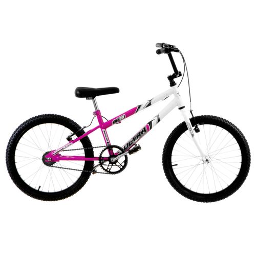 Bicicleta Rebaixada Ultra Bikes Bicolor Aro 20 Rosa e Branca